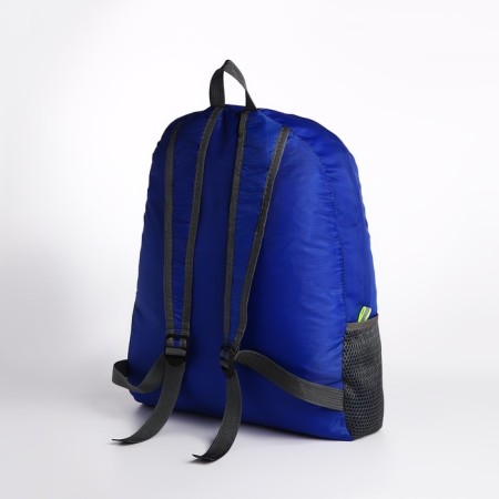 Folding backpack, lightning department, external pocket, 2 side nets, blue color-4
