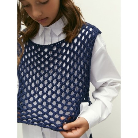 Knitted children's vests Amarobaby Mesh, height 128 cm, blue color-7