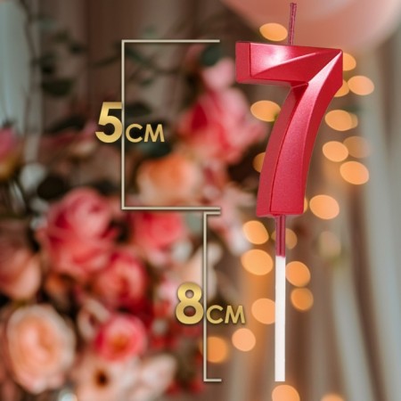 Candle in the cake on the skewer "Fine", the number "7", 5 cm, red-1