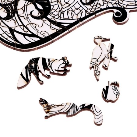 Wooden figured puzzle "Faster than the wind", black and white-6