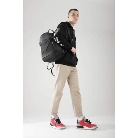 Male backpack on a zipper, 5 outer pockets, ZFTS, Black Color-6