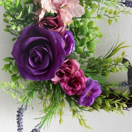 Panel tree "A cat with a spell for a month, purple roses" 25x30 cm-2