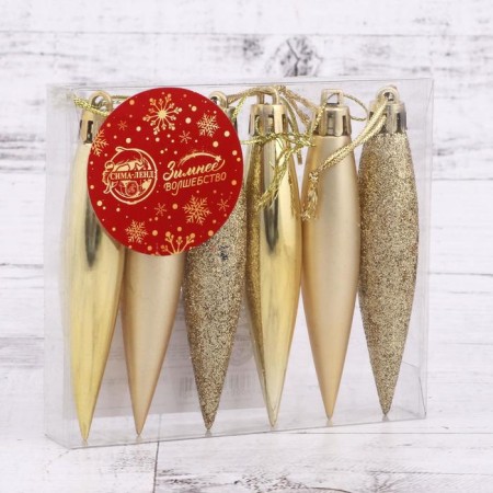 Jewelry jewelry "Social icicle" (set 6 pcs) 8x2 cm, gold-1