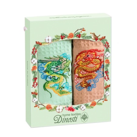 A set of waffle towels "Japanese dragons", size 33x60 cm, 2 pcs-1