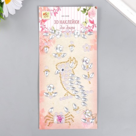 Sticker of rhinestone plastic "Caccadus" MIX 19x9 cm-3
