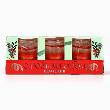 New Year. New Year gel candles "Happy New Year!" 3 pcs, red, 2.5 x2.5 x 2.5 cm-5