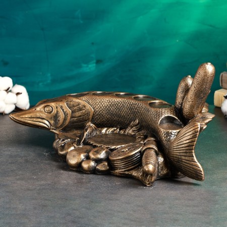 Standing for a bottle "Fish pike" 46x26x22cm, bronze-2