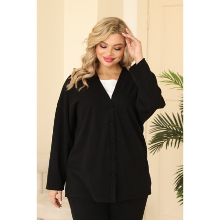Women's costume: cardigan, trousers, size 50, black color-16