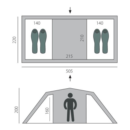 Tent, Casmping Ruswell 4, Green, 4-seater series-1