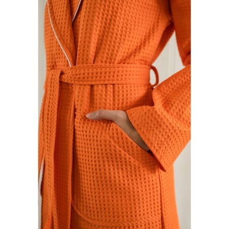 Women's bathrobe, shalka+kant, size 44, tangerine, waffle-2