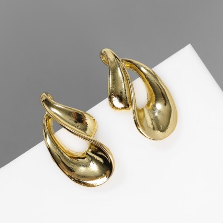 Earrings Metal "bend" wave, color gold