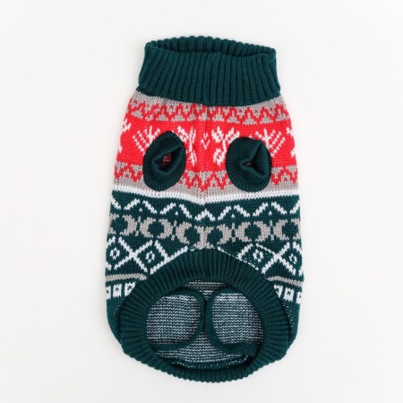 Sweater knitted with ornaments, size L (DS 26, OG 32-42, Osh 22-32 cm), Green-5