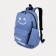 A backpack with a zipper, 3 outer pockets, blue color