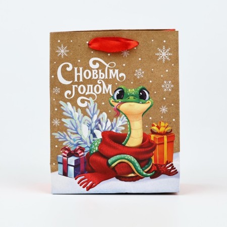 New Year. Package Gift New Year Craft vertical “Snake 2025”, S 15 x 12 x 5.5 cm, New Year-2