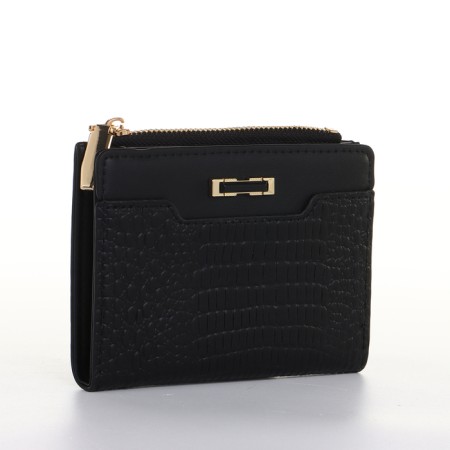 Women's wallet on the button, black color