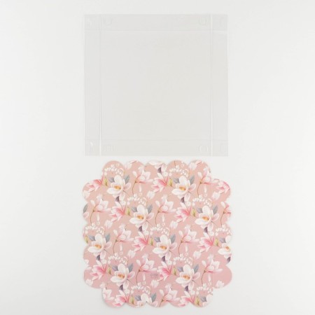 Cookie box, confectionery packaging with PVC lid, “flowers”, 18 x 18 x 3 cm-4