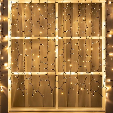 Garland "Curtain" 2 × 1.5 m, IP65, UMS, dark thread, 360 LED, warm white glow, 220 V