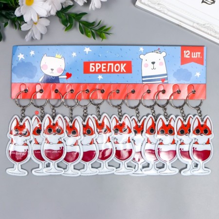 PVC keychain "Fox in a glass with a vinyl" soft 7.9x3.5 cm-2