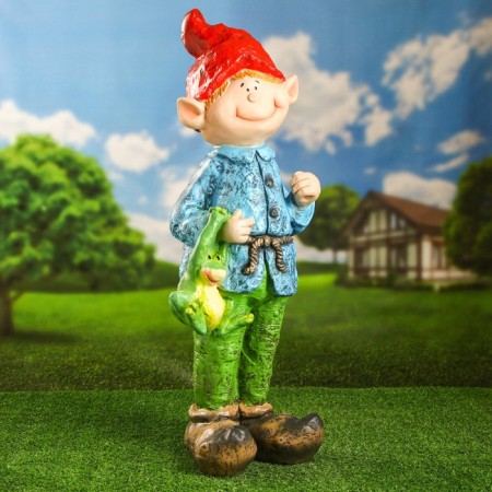 Garden figure "Elf with a frog" 65x21cm