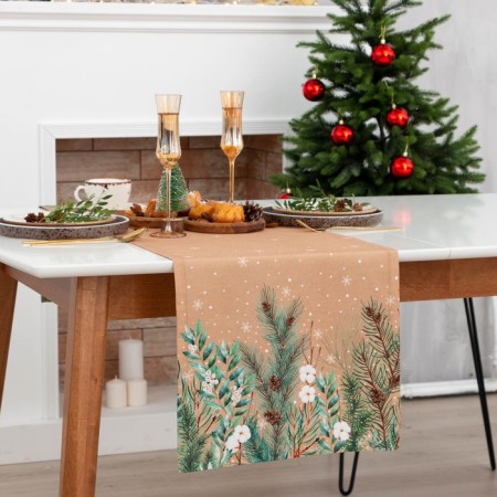 Walking on the table New Year's Ethel Fir Branches 40*146 cm, 100% cotton, sarzha 190 g/m2