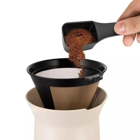 Coffee machine KitFort KT-7190, drip, 680 watts, 0.48/0.4 l, beige-black-5