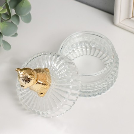 Casket glass, ceramics "Golden Bear" 7.8x7.8x9.5 cm-4