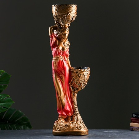 Figure "Girl with two Kashpo" Red, 24x30x96cm-1