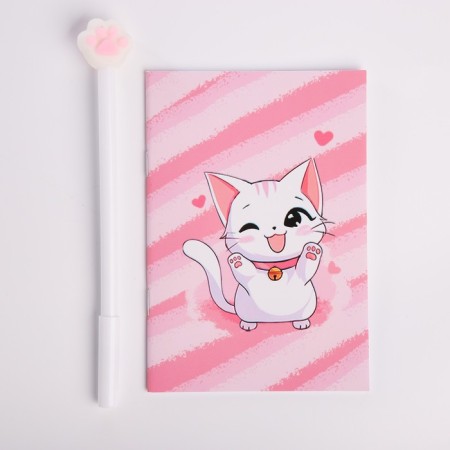 Gift set for the girl "Kitty with a heart" wallet, notebook, handle-2