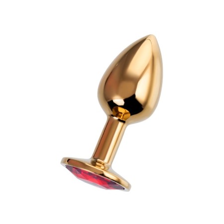 Anal traffic jam, metal, golden, with a crystal of ruby ​​color, 7 cm, D 2.8 cm, 50 g-1