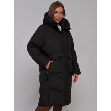 Coat insulated winter female, size 42, black color-7