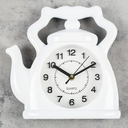 Wall clock, series: kitchen, "kettle", discrete move, D-13 cm, 24 x 23 cm