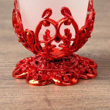 Glass 1 candle "Pattern", red color-2