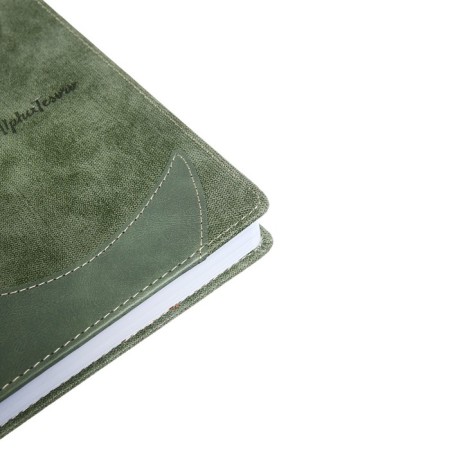 Delivery of Leduced A5, 144 sheets "Courage", hard binding with foam rubber, artificial leather, pancake embossing, white offset 80 g/m², green-2