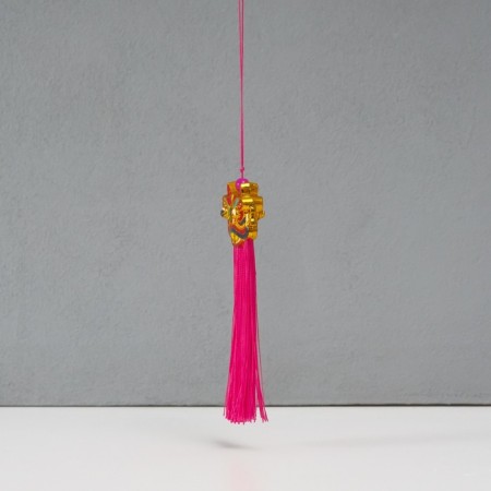 Textile suspension, plastic "Chinese lion" bright pink 2x4x14 cm-1