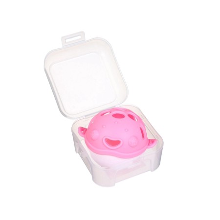 Silicone teether for teeth with a rattle "fish", in the case, pink color, crumb I-5
