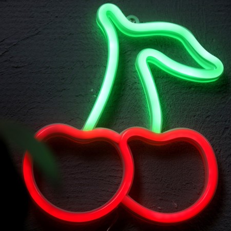Neon sign "Cherry", 19.2x22.6 cm, aax3+usb, red-green-2