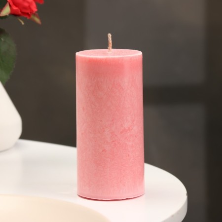 Candle-cylinder smooth, 5x10 cm, pink, 6 hours