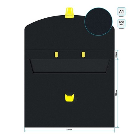 A4 Portfire folder, 700 μm, 1 compartment, calligrata, black, naon salad-2