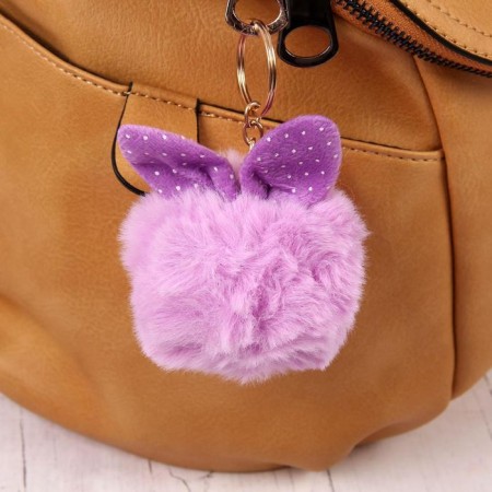 Fluffy on the ring "Ball with ears" mix 8x8 cm-3