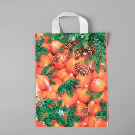 New Year's dessert package, polyethylene with a loop pen, 28 x 35 cm, 55 μm