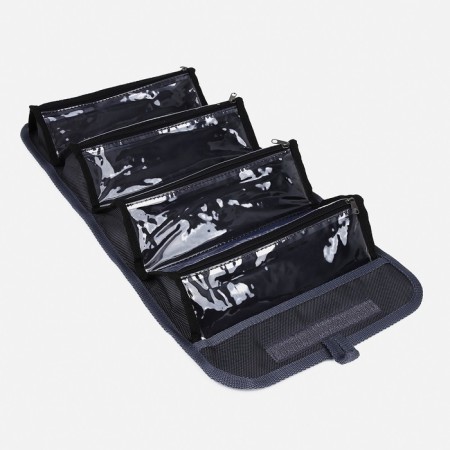 Cosmetic bag, 4 parts on zippers, gray color-2