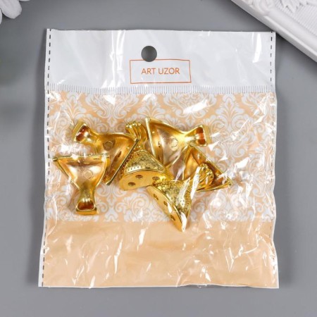 Corner (leg) for the casket metal "Tsarist paw" gold 2.9x2.6 cm-3