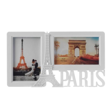 Photo frame plastic in 2 photos 10x15 cm "Eiffel Tower and Seagull" White 17.5x28x3 cm-4