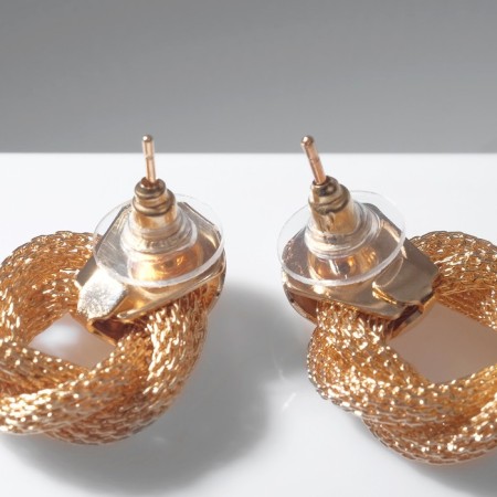 Earrings Metal "Circles of Weave", Color Gold-2