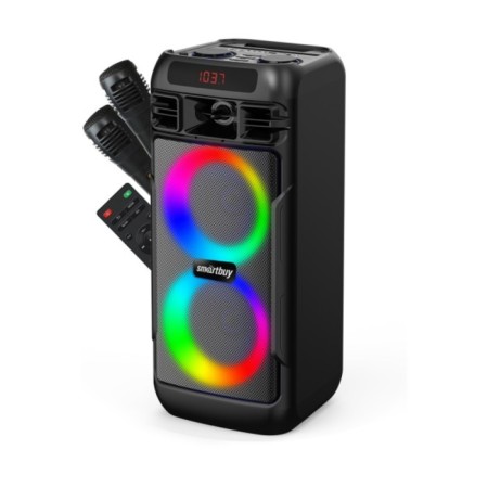 Portable karaoke system Smartbuy Mega Boom 2, 50 W, AUX, USB, BT, 4000 mAh, black