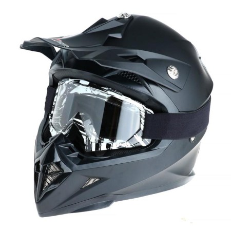 Glasses-mask for motorcycle driving, transparent glass, white-black color, OM-20-1