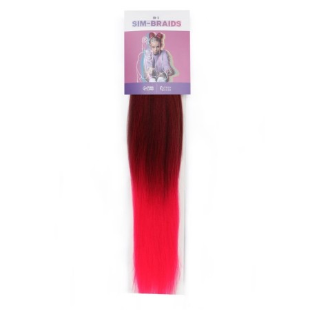 SIM-BRAIDS Kanecalon Two-color, corrugated, 65 cm, 90 gr, red/pink color (#FR-3)-2
