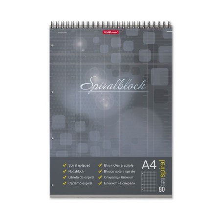 A4, 80 sheets, cell, Erichkrause "Spiralblock" notebook, cardboard cover, firm substrate, outlet, 100%, miceneration, mix-3