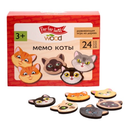 Game table memo "cats" Far form Land Wood (24 chips in a box)-4
