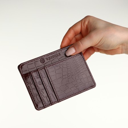 Busmaker leather, Textura, 4 cards, burgundy color-6